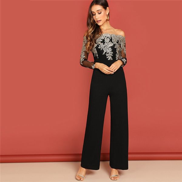 jumpsuits for women rompers for women black elegant embroidery mesh off shoulder workwear straight leg autumn fashion women jumpsuits, Black;white
jumpsuits for women rompers for women black elegant embroidery mesh off shoulder workwear straight leg autumn fashion women jumpsuits, Black;white