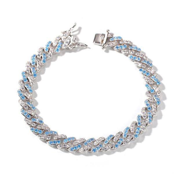 18k white gold plated blue white cz iced out cuban link chains bracelet for men hip hop jewelry gifts, Black
18k white gold plated blue white cz iced out cuban link chains bracelet for men hip hop jewelry gifts, Black