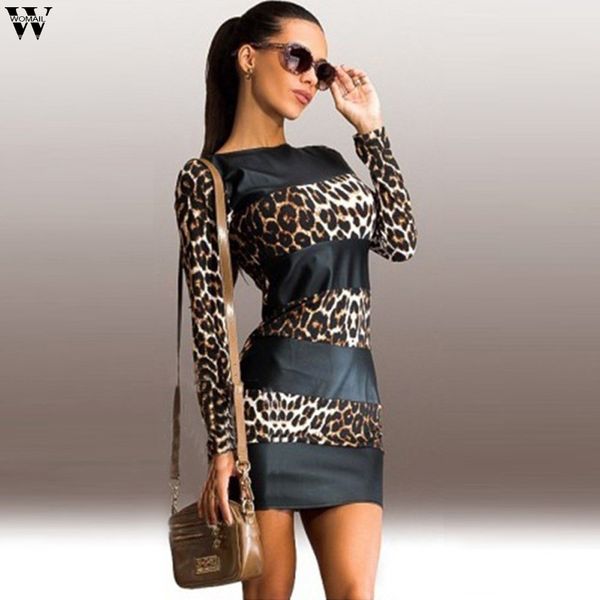 women long sleeve dress winter christmas party bodycon dress autumn leopard sling sheath mini dresses nov27, Black;gray
women long sleeve dress winter christmas party bodycon dress autumn leopard sling sheath mini dresses nov27, Black;gray