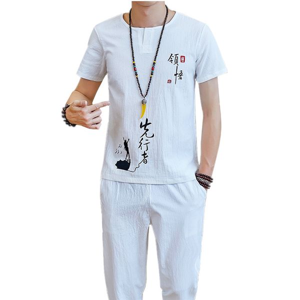 summer new mens two-piece set large size 5xl cotton and linen fabric t shirt short sleeve and ankle-length pants white black, Gray
summer new mens two-piece set large size 5xl cotton and linen fabric t shirt short sleeve and ankle-length pants white black, Gray