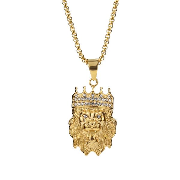 new fashion men hip hop gold lion pendant necklace jewelry rhinestone stainless steel long 70cm chains punk rock micro men for men, Silver
new fashion men hip hop gold lion pendant necklace jewelry rhinestone stainless steel long 70cm chains punk rock micro men for men, Silver