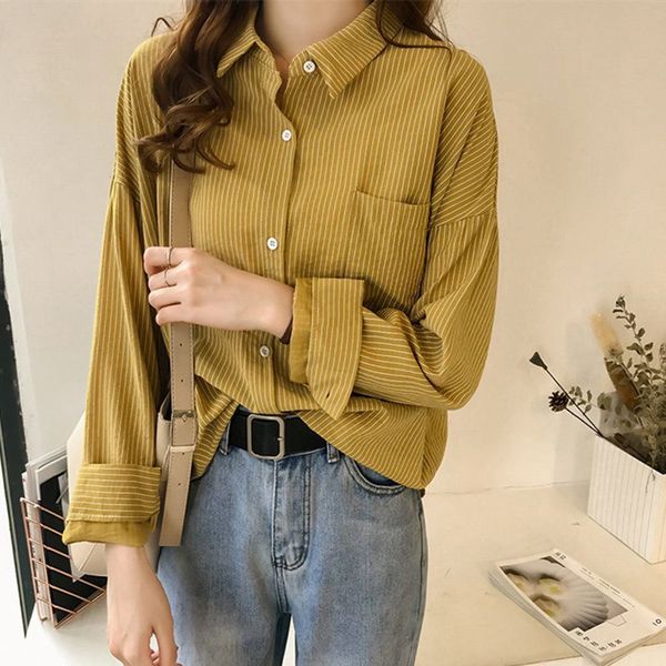 2019 women blouse long sleeve work shirts blouse spring autumn striped women office, White
2019 women blouse long sleeve work shirts blouse spring autumn striped women office, White