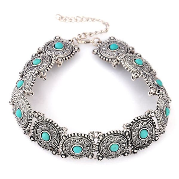 wholesale 10 pcs silver plated stackable round green turquoise stone pendant choker necklace for party gift jewelry
wholesale 10 pcs silver plated stackable round green turquoise stone pendant choker necklace for party gift jewelry