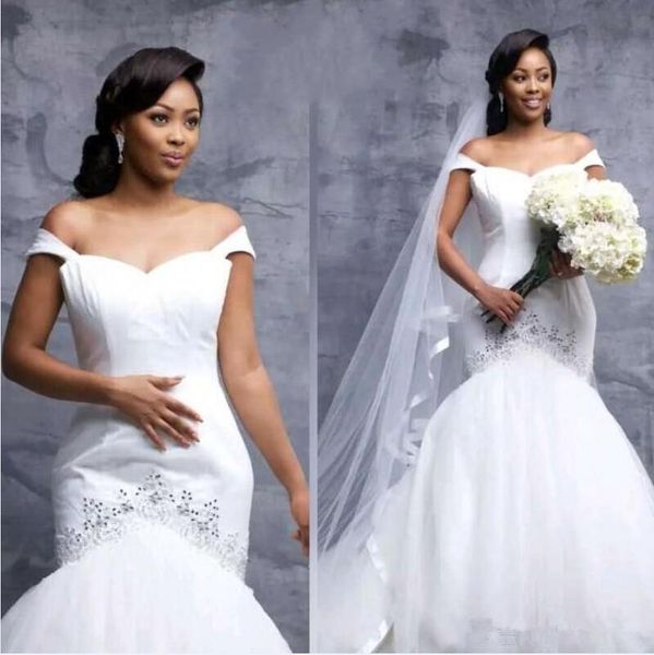 south africa mermaid wedding dresses cap sleeves sequins beads off the shoulder plus size wedding dress satin tulle bridal robe de mariée, White
south africa mermaid wedding dresses cap sleeves sequins beads off the shoulder plus size wedding dress satin tulle bridal robe de mariée, White
