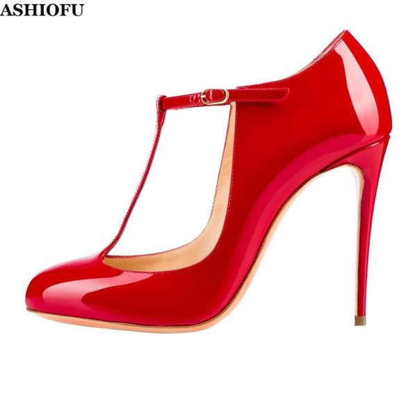 ashiofu new handmade ladies high heel pumps t-strap patent leather party dress shoes plus size evening fashion shoes, Black
ashiofu new handmade ladies high heel pumps t-strap patent leather party dress shoes plus size evening fashion shoes, Black