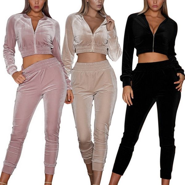 women velvet tracksuits sets autumn fashion femme sportwear two-piece set long sleeves and pants suit casual sweatwears, Black;blue
women velvet tracksuits sets autumn fashion femme sportwear two-piece set long sleeves and pants suit casual sweatwears, Black;blue