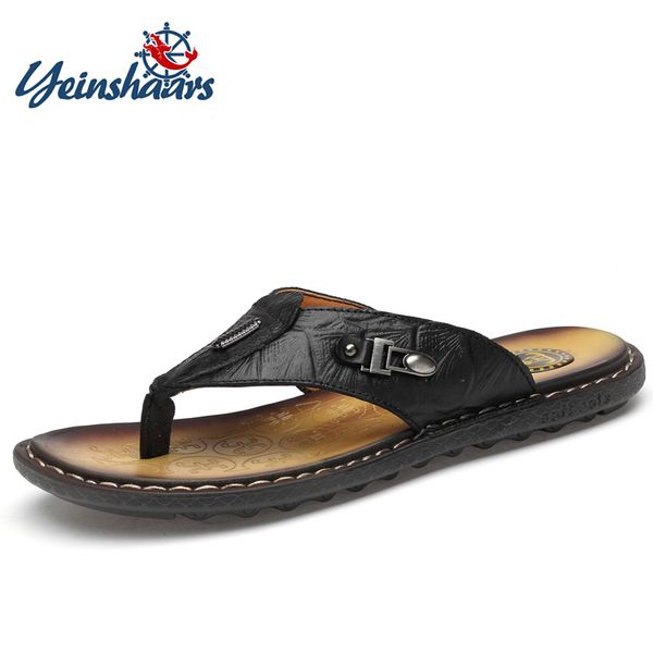 yeinshaars men's flip flops genuine leather slippers summer beach shoes for men fashion outdoor sandals plus size 46, Black
yeinshaars men's flip flops genuine leather slippers summer beach shoes for men fashion outdoor sandals plus size 46, Black
