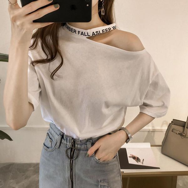 women fashion korean off shoulder t shirt hip hop punk streetwear girls tees autumn t shirt females, White
women fashion korean off shoulder t shirt hip hop punk streetwear girls tees autumn t shirt females, White
