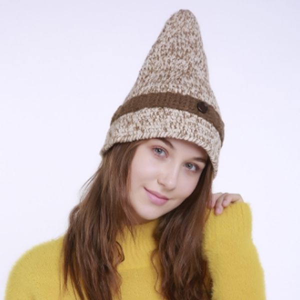 hand-woven autumn winter new fashion women brand designer pointed button knitting wool caps mixed color halloween pointed hats, Blue;gray
hand-woven autumn winter new fashion women brand designer pointed button knitting wool caps mixed color halloween pointed hats, Blue;gray