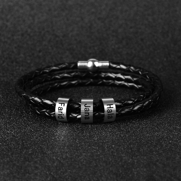 personalized men genuine leather braided rope magnetic buckle bracelet with custom 2-7 names stainless steel beads couples gift, Golden;silver
personalized men genuine leather braided rope magnetic buckle bracelet with custom 2-7 names stainless steel beads couples gift, Golden;silver