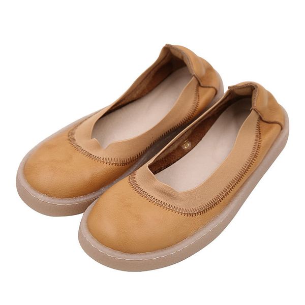 

genuine leather women ballet flats shoes office cloth sweet loafers women's flats pregnant shoes, Black