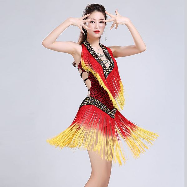 latin dance dress deep leopard print intensive gradient tassel straps beauty back mini dress, Black;red
latin dance dress deep leopard print intensive gradient tassel straps beauty back mini dress, Black;red