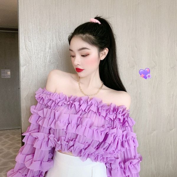 ruffles chiffon slash neck womens and blouses off shoulder summer crop korean fashion clothing long sleeve new, White
ruffles chiffon slash neck womens and blouses off shoulder summer crop korean fashion clothing long sleeve new, White