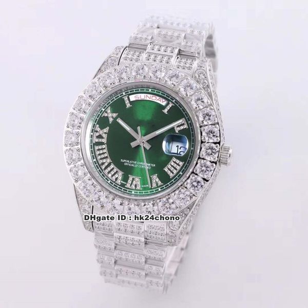 4 style luxury 43mm day-date steel full diamonds automatic mens watch sapphire green dial dial diamonds strap gents watches, Slivery;brown
4 style luxury 43mm day-date steel full diamonds automatic mens watch sapphire green dial dial diamonds strap gents watches, Slivery;brown