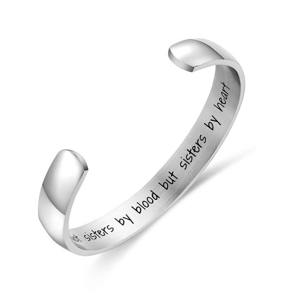 new fashion white 8mm opening bracelet for women lettering sisters stainless steel bracelet simple friendship trinket, Black
new fashion white 8mm opening bracelet for women lettering sisters stainless steel bracelet simple friendship trinket, Black