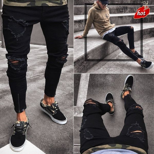 2018 new casual black skinny jeans men denim ripped elastic zipper jeans stretch man brand cotton plus size o8r2, Blue
2018 new casual black skinny jeans men denim ripped elastic zipper jeans stretch man brand cotton plus size o8r2, Blue
