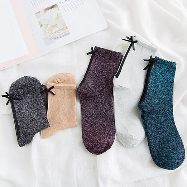 elegant lady women bow glitter cotton socks shiny happy sock funny cute solid 2019 fashion silk harajuku soft elastic hosiery, Black;white
elegant lady women bow glitter cotton socks shiny happy sock funny cute solid 2019 fashion silk harajuku soft elastic hosiery, Black;white