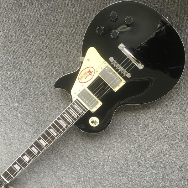 customized matt black finish electric guitar with ebony fretboard and fret binding