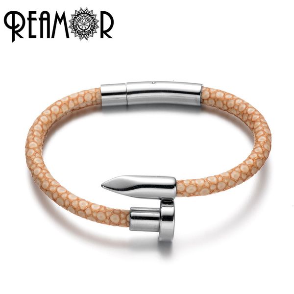 reamor pu stingray leather nail bracelet stainless steel conical love cuff bracelet bangles for men women jewelry, Golden;silver
reamor pu stingray leather nail bracelet stainless steel conical love cuff bracelet bangles for men women jewelry, Golden;silver