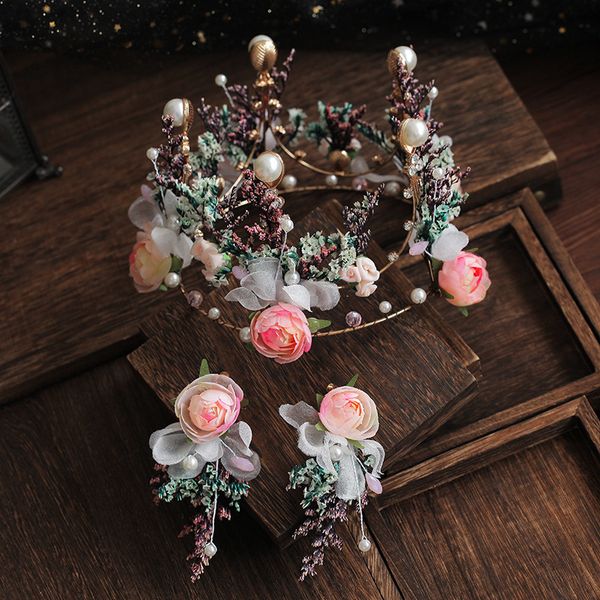 baroque flower crown with earrings bride tiara headwear woman crowns wedding dress accessories hair ornaments, Golden;white
baroque flower crown with earrings bride tiara headwear woman crowns wedding dress accessories hair ornaments, Golden;white