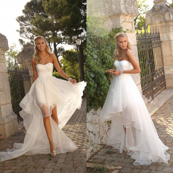 2019 high low beach wedding dresses sweetheart lace appliqued boho vestidos de novia sweep train a line country wedding dress, White
2019 high low beach wedding dresses sweetheart lace appliqued boho vestidos de novia sweep train a line country wedding dress, White