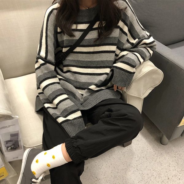 autumn women sweaters casual loose harajuku high street rainbow striped pullovers korean chic knitted jumpers crocheted, White;black
autumn women sweaters casual loose harajuku high street rainbow striped pullovers korean chic knitted jumpers crocheted, White;black