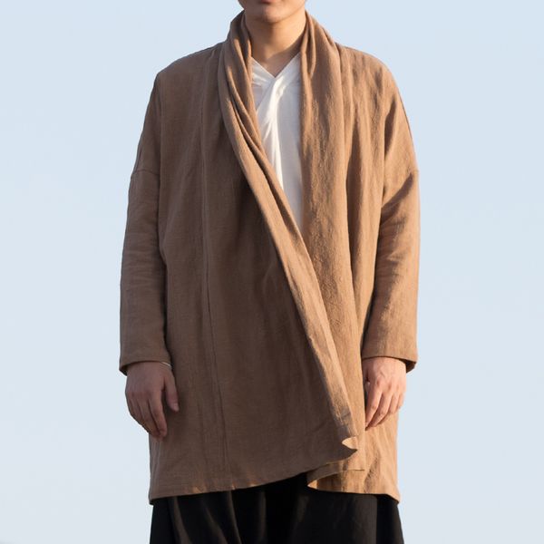 men cotton linen casual long trench jacket cloak chinese style cardigan jacket male loose kimono outerwear, Tan;black
men cotton linen casual long trench jacket cloak chinese style cardigan jacket male loose kimono outerwear, Tan;black