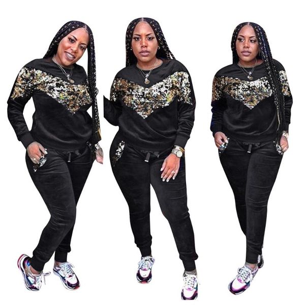 two piece set women autumn thick velvet sportwear long sleeve and long pants ladies sequin tracksuit casual 2 piece set, White
two piece set women autumn thick velvet sportwear long sleeve and long pants ladies sequin tracksuit casual 2 piece set, White