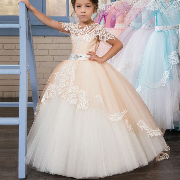 little girl kids clothing tulle communion lace a-line flower girl dress long tutu dress princess ball gown dance formal occasion, White;blue
little girl kids clothing tulle communion lace a-line flower girl dress long tutu dress princess ball gown dance formal occasion, White;blue