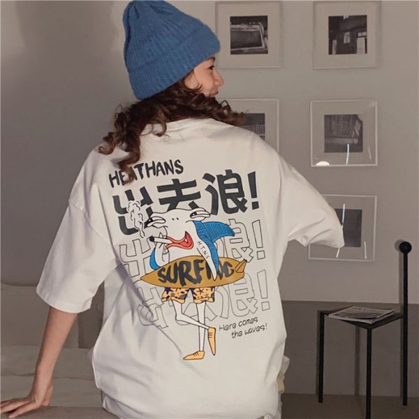 2020ins go out coat t-shirt print t-shirt men's and women's fashion loose half sleeve top, White
2020ins go out coat t-shirt print t-shirt men's and women's fashion loose half sleeve top, White