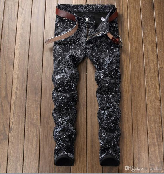 2018 new autumn men's full printing straight jeans black causal denim stitch creases style fashion jeans size 29-38 5614, Blue
2018 new autumn men's full printing straight jeans black causal denim stitch creases style fashion jeans size 29-38 5614, Blue