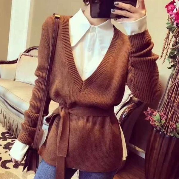 autumn winter fashion women sweater shirt knitted two pieces cotton blue coffee loose sweater basic shirts, White;black
autumn winter fashion women sweater shirt knitted two pieces cotton blue coffee loose sweater basic shirts, White;black