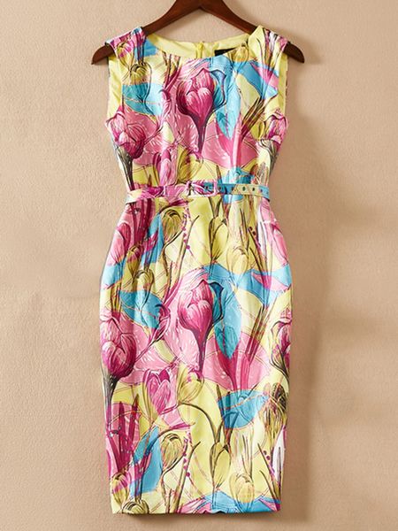luxury women flower print sheath dress round neck sleeveless casual dresses with belt, Black;gray
luxury women flower print sheath dress round neck sleeveless casual dresses with belt, Black;gray