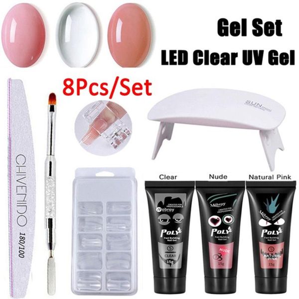 8pcs/kit crystal poly nail gel kits 15ml french nail art clear camouflage color tip form crystal uv gel slice brush ge
8pcs/kit crystal poly nail gel kits 15ml french nail art clear camouflage color tip form crystal uv gel slice brush ge