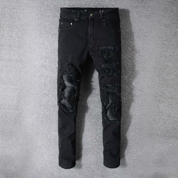 mens designer jeans denim pants classic black pant white pour hommes ripped moto biker rock jean, Blue
mens designer jeans denim pants classic black pant white pour hommes ripped moto biker rock jean, Blue