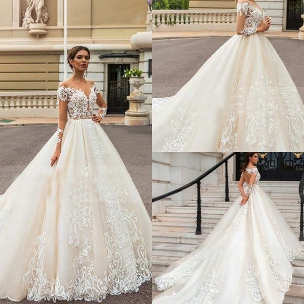 элегантный a-line кружева с длинным рукавом свадебные платья сшитое ivory sheer neck развертки поезд see through свадебные платья, White
элегантный a-line кружева с длинным рукавом свадебные платья сшитое ivory sheer neck развертки поезд see through свадебные платья, White