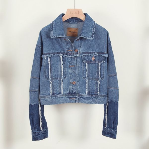 autumn blue classic frayed basic denim jacket women korean style single breasted casual streetwear loose short jean coat female, Black;brown
autumn blue classic frayed basic denim jacket women korean style single breasted casual streetwear loose short jean coat female, Black;brown
