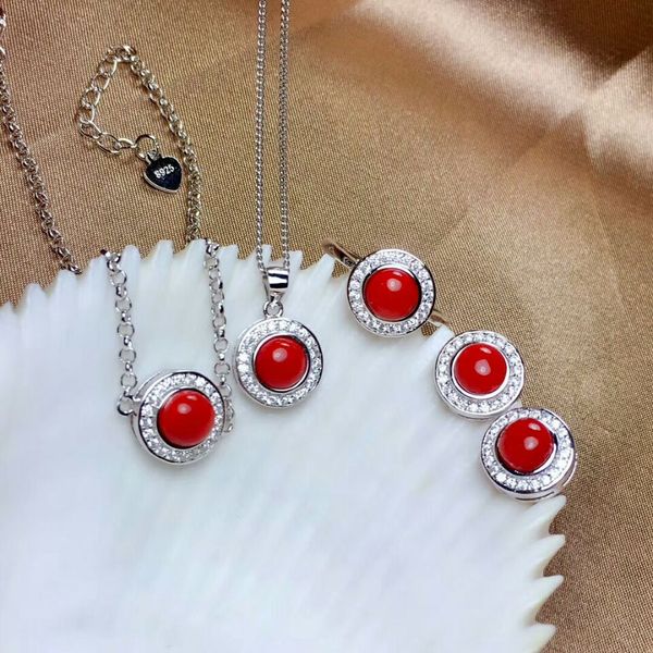 meibapj natural round red coral gemstone jewelry set 925 silver ring necklace earrings 3 pieces suits wedding jewelry, Black
meibapj natural round red coral gemstone jewelry set 925 silver ring necklace earrings 3 pieces suits wedding jewelry, Black