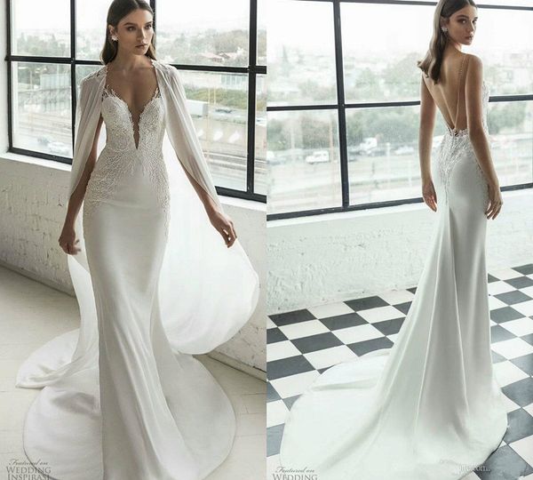 2020 julie vino mermaid wedding dresses with wrap deep v neck lace applique bohemian wedding gowns backless sweep train beach bridal 44, White
2020 julie vino mermaid wedding dresses with wrap deep v neck lace applique bohemian wedding gowns backless sweep train beach bridal 44, White