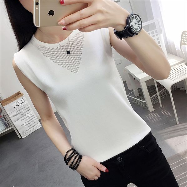 sleeveless t- female silk knitwear t-shirt knitted shirt 2020 summer cool silk hollowed-out base knitwear no middlemen earn price difference, White
sleeveless t- female silk knitwear t-shirt knitted shirt 2020 summer cool silk hollowed-out base knitwear no middlemen earn price difference, White