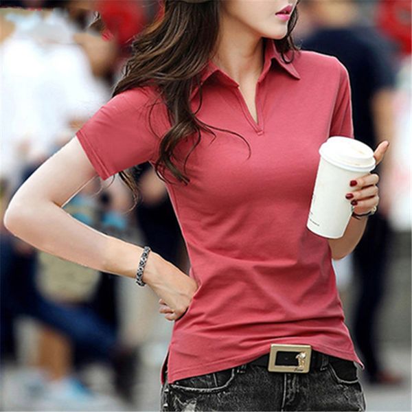 women's polo shirt 2020 summer short sleeve women cotton office work basic solid polo shirt women casual slim women shirts, White
women's polo shirt 2020 summer short sleeve women cotton office work basic solid polo shirt women casual slim women shirts, White