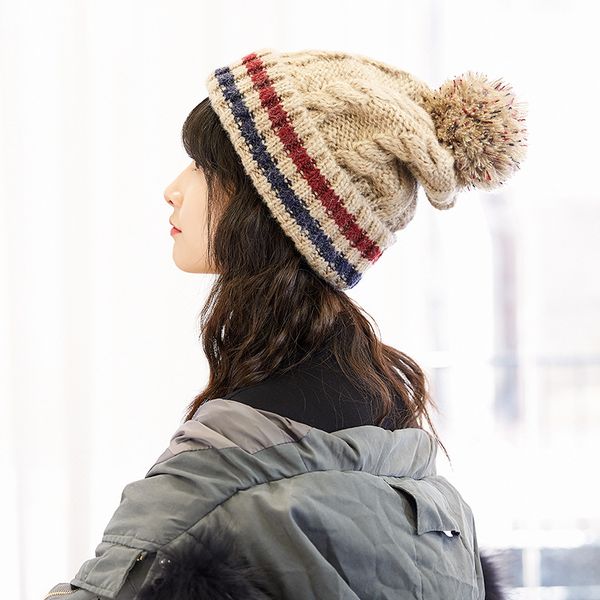 fur pompom wool winter hat for women girls striped knitted skullies beanies thick warm pom pom hat ski bonnet femme, Blue;gray
fur pompom wool winter hat for women girls striped knitted skullies beanies thick warm pom pom hat ski bonnet femme, Blue;gray