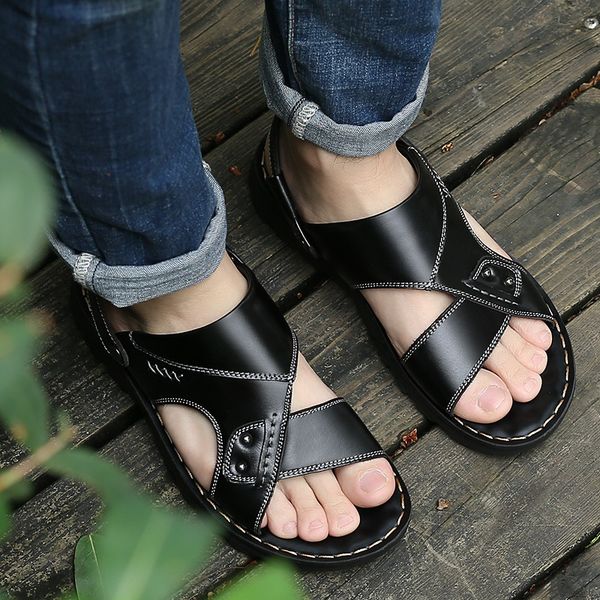 sandals genuine leather men male summer shoes outdoor casual cowhide beach two uses men's rty67, Black
sandals genuine leather men male summer shoes outdoor casual cowhide beach two uses men's rty67, Black