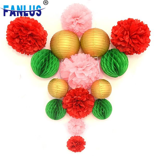 15pcs/set christmas red paper pompoms decorations for home festival lantern gold decor garden pink artificial flower for xmas
15pcs/set christmas red paper pompoms decorations for home festival lantern gold decor garden pink artificial flower for xmas