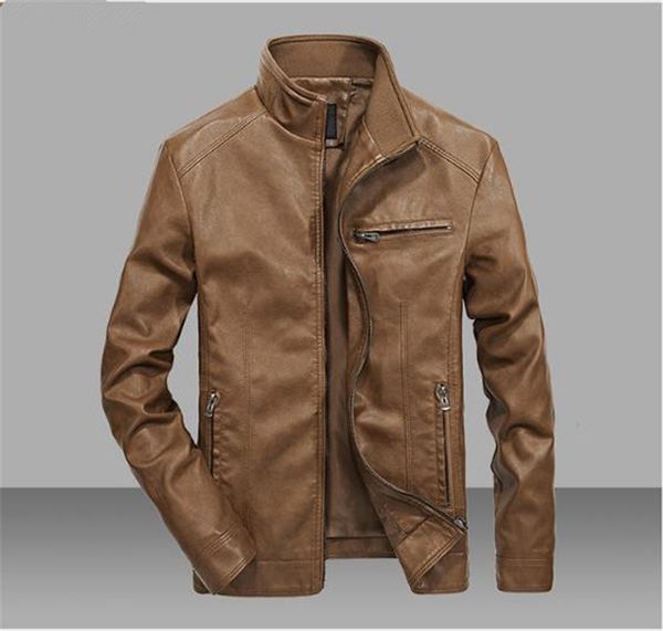 pu leather motorcycle windproof mens jackets solid color lightweight thick mens designer jackets long sleeve stand collar winter coats, Black;brown
pu leather motorcycle windproof mens jackets solid color lightweight thick mens designer jackets long sleeve stand collar winter coats, Black;brown