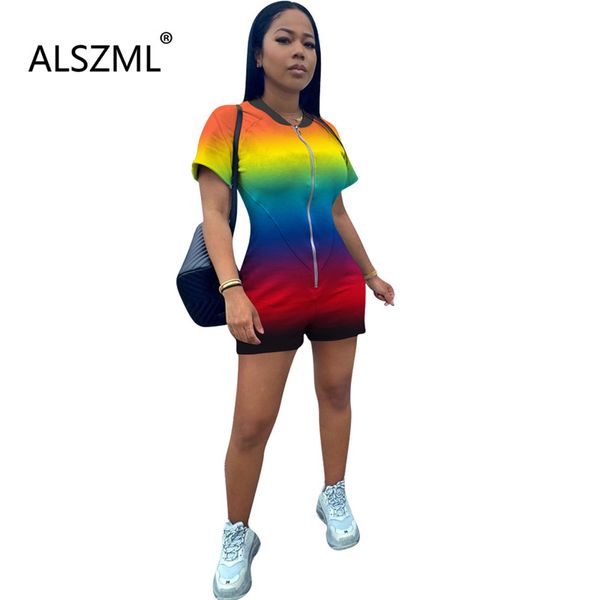 special design color gradient round neck short sleeves jumpsuits tight zipper slim fit bodysuits, Black;white
special design color gradient round neck short sleeves jumpsuits tight zipper slim fit bodysuits, Black;white