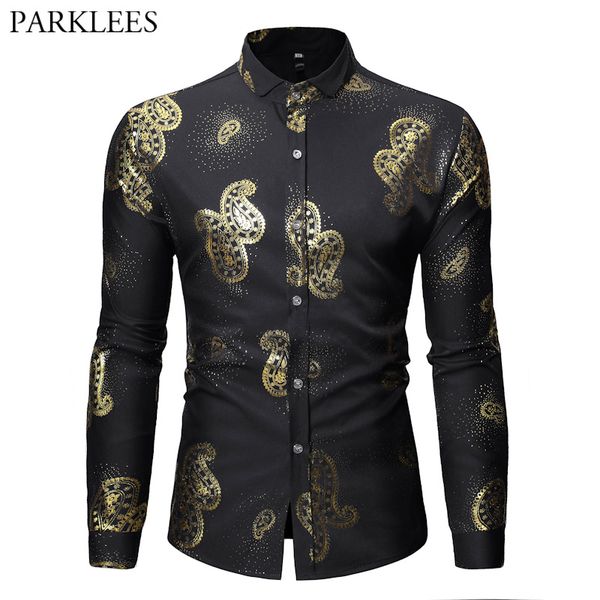 bronzing paisley floral printed men gold steampunk slim fit long sleeve male black dress shirts wedding prom party chemise homme, White;black
bronzing paisley floral printed men gold steampunk slim fit long sleeve male black dress shirts wedding prom party chemise homme, White;black