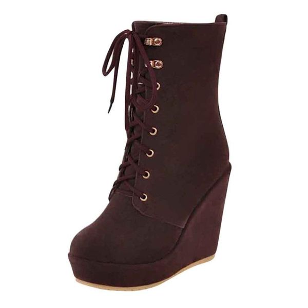 plus size fashion wedge short boots women thick platform lace up high heel boots, Black
plus size fashion wedge short boots women thick platform lace up high heel boots, Black
