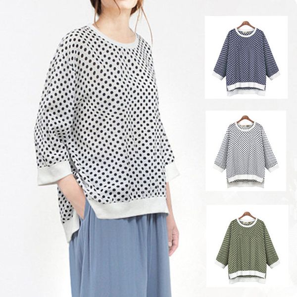womens designer womens designer autumn polka dot round collar seven sleeve top, White
womens designer womens designer autumn polka dot round collar seven sleeve top, White