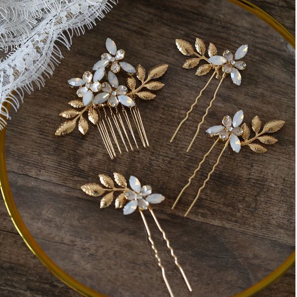 rosebridalpark new vintage leaf flower combs gold silver opal hair pins crystal hairpins girl wedding accessories jewelry u319, Golden;white
rosebridalpark new vintage leaf flower combs gold silver opal hair pins crystal hairpins girl wedding accessories jewelry u319, Golden;white